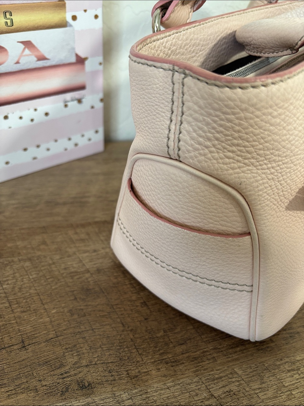 Celine Boogie Bag-  Light Pink Pebbled Leather Satchel with Charm - Picture 7 of 12